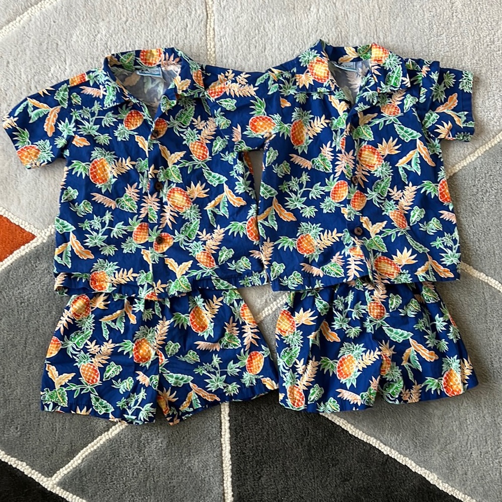 RJC Hawaiian Shirt Pineapples Toddler Button Down Short Set size 4T